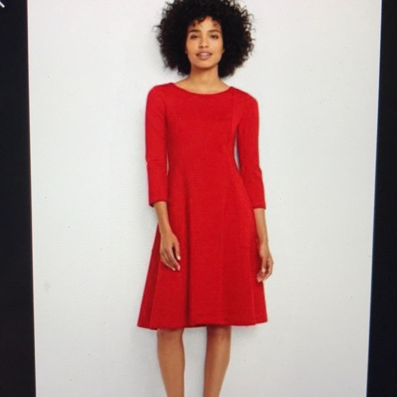 Women’s 3/4 sleeve Ponte Flounce dress, Lands End size 10-12 - Picture 2 of 5